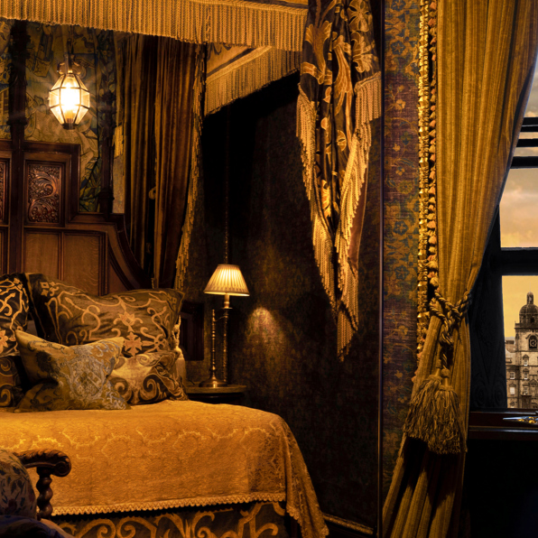 LKuxurious bed in the Heriot Suite at The Witchery