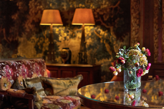 The Turret Suite with Flowers on a Table