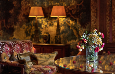 The Turret Suite with Flowers on a Table