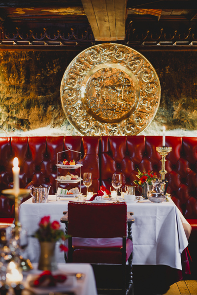 Brass plate decor at The Witchery in Edinburgh