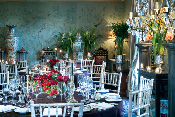 The Garden Room at Prestonfield set up for Private Dining