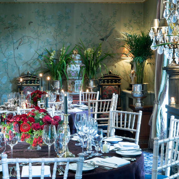 The Garden Room at Prestonfield set up for Private Dining