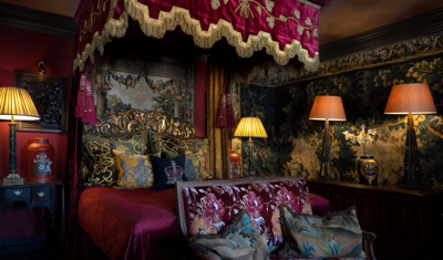 Bed in The Turret Suite at The Witchery