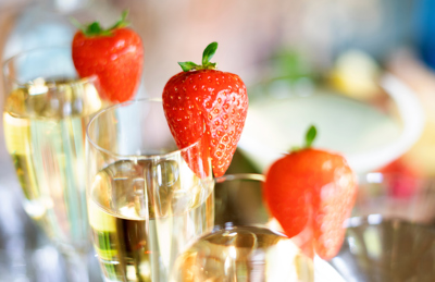 Champagne with Strawberries at The Witchery