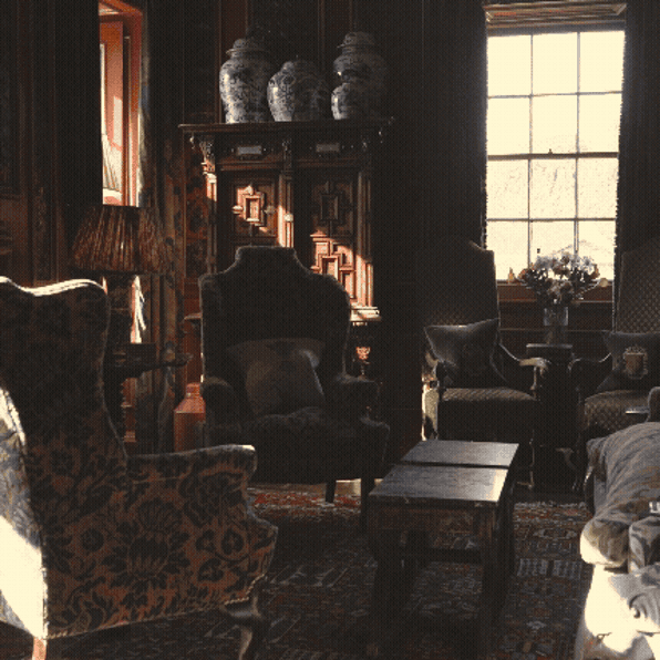 Animated Gif Image showing various rooms with decadent interiors of Edinburgh luxury hotel Prestonfield House